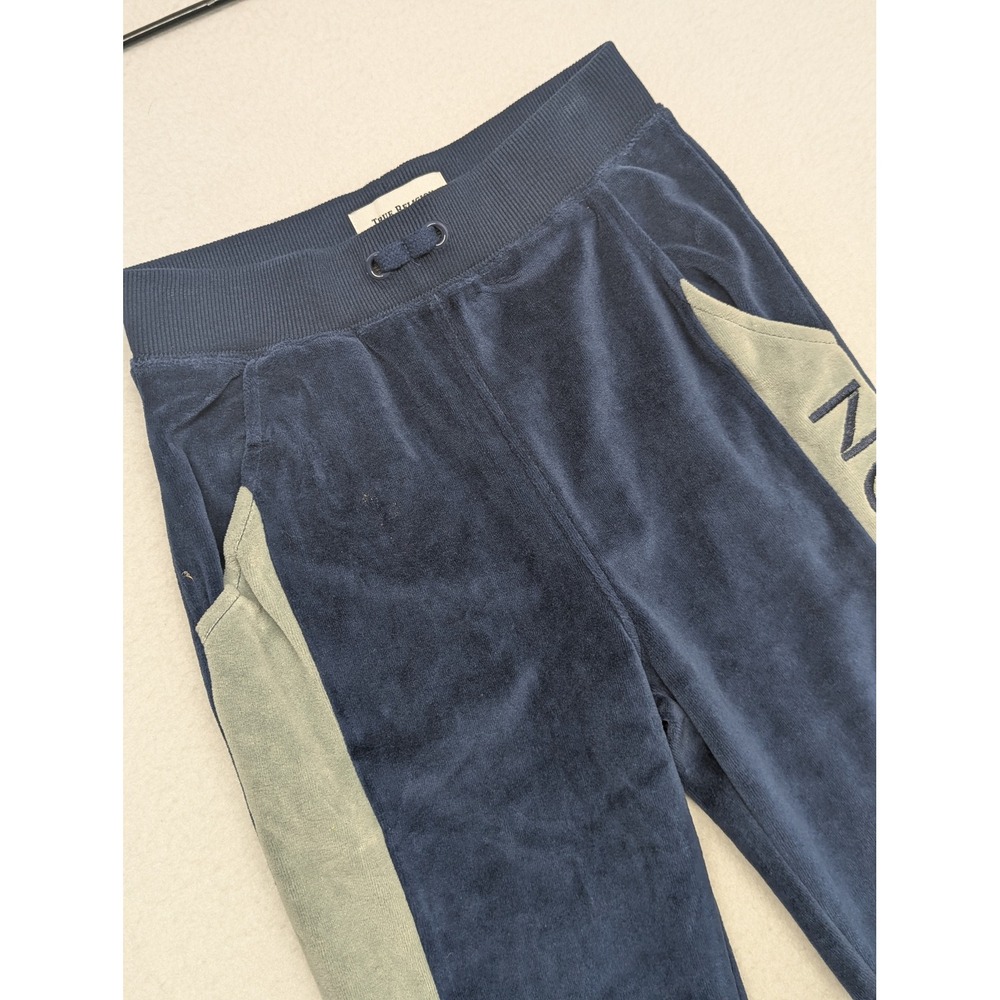 True Religion Kids Navy Blue Velour Joggers Side Logo Sweatpants Size S/P